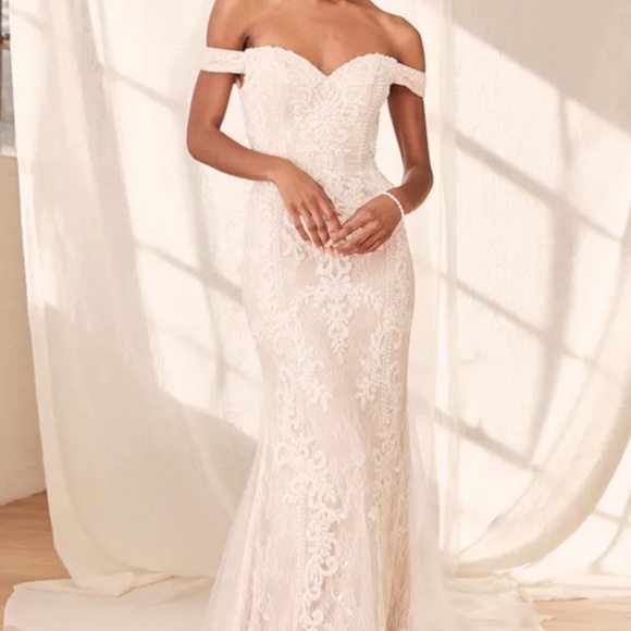 Promised Love Beaded Lace Off-the-Shoulder Maxi Dress - Picture 1 of 8